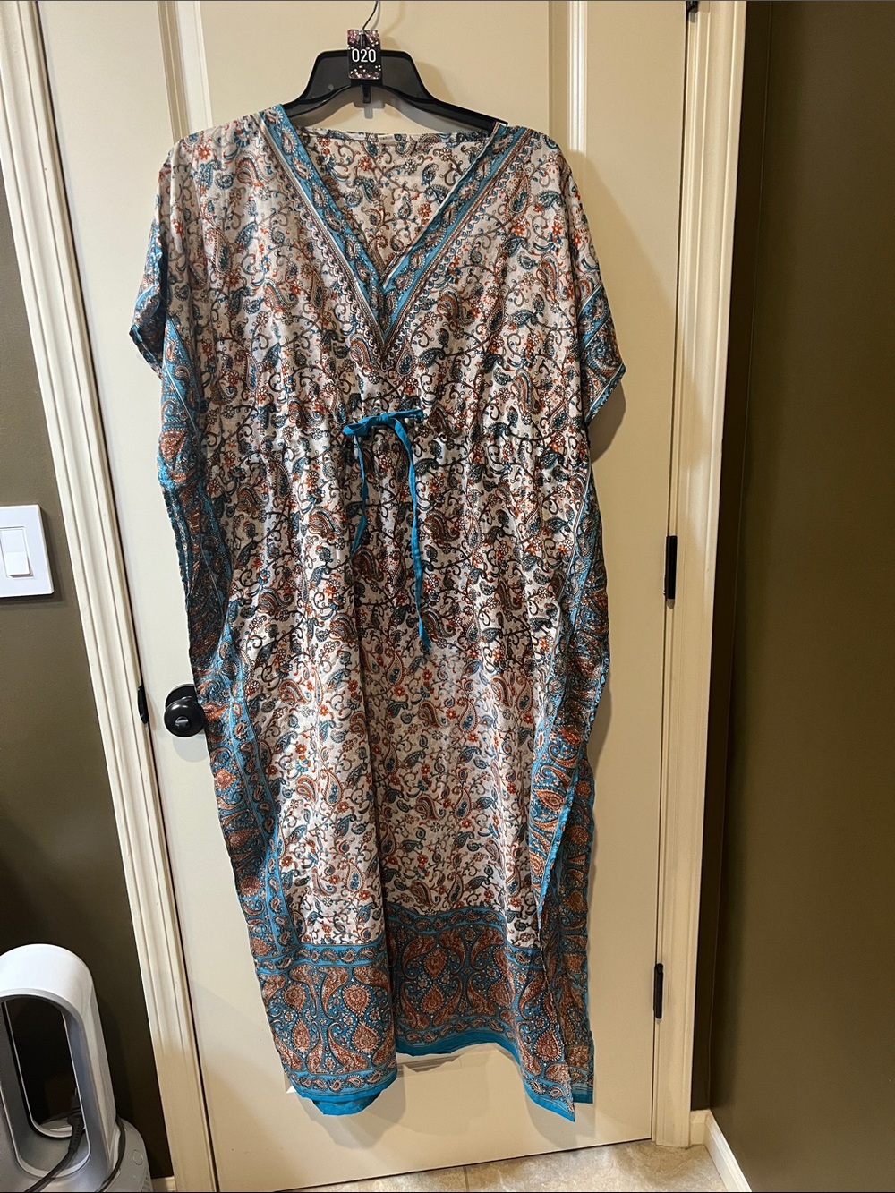 Women's Blue Paisley Swim Coverup Caftan H020